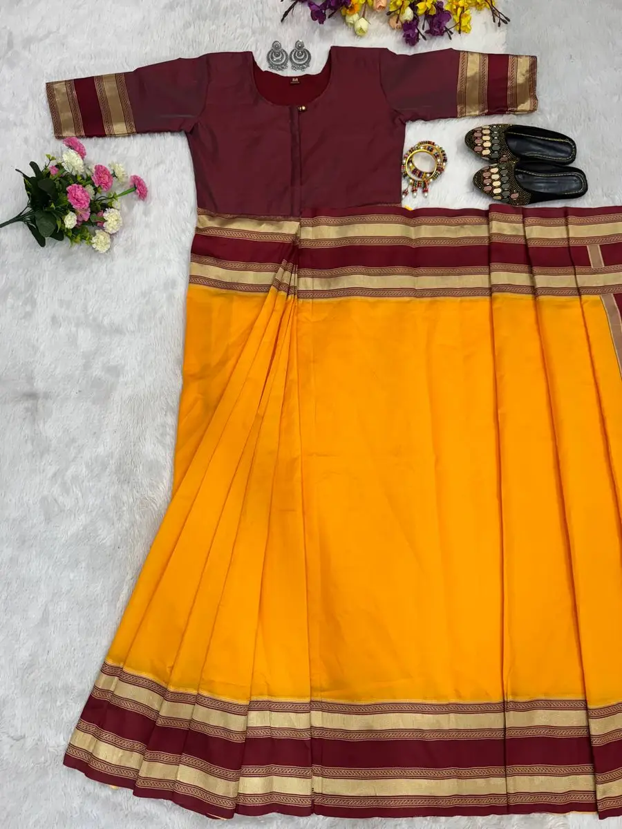 FANCY MYSORE SILK JACQUARD WORK GOWN SAREE FESTIVE WEAR WHOLESALE PRICE ETHNIC GARMENT (2)