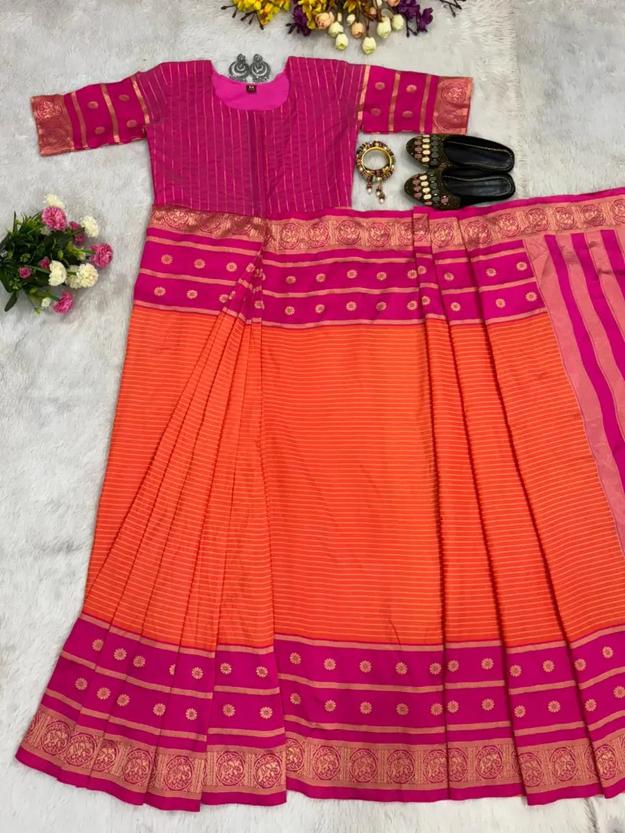 FANCY MYSORE SILK JACQUARD WORK GOWN SAREE FESTIVE WEAR WHOLESALE PRICE ETHNIC GARMENT (3)