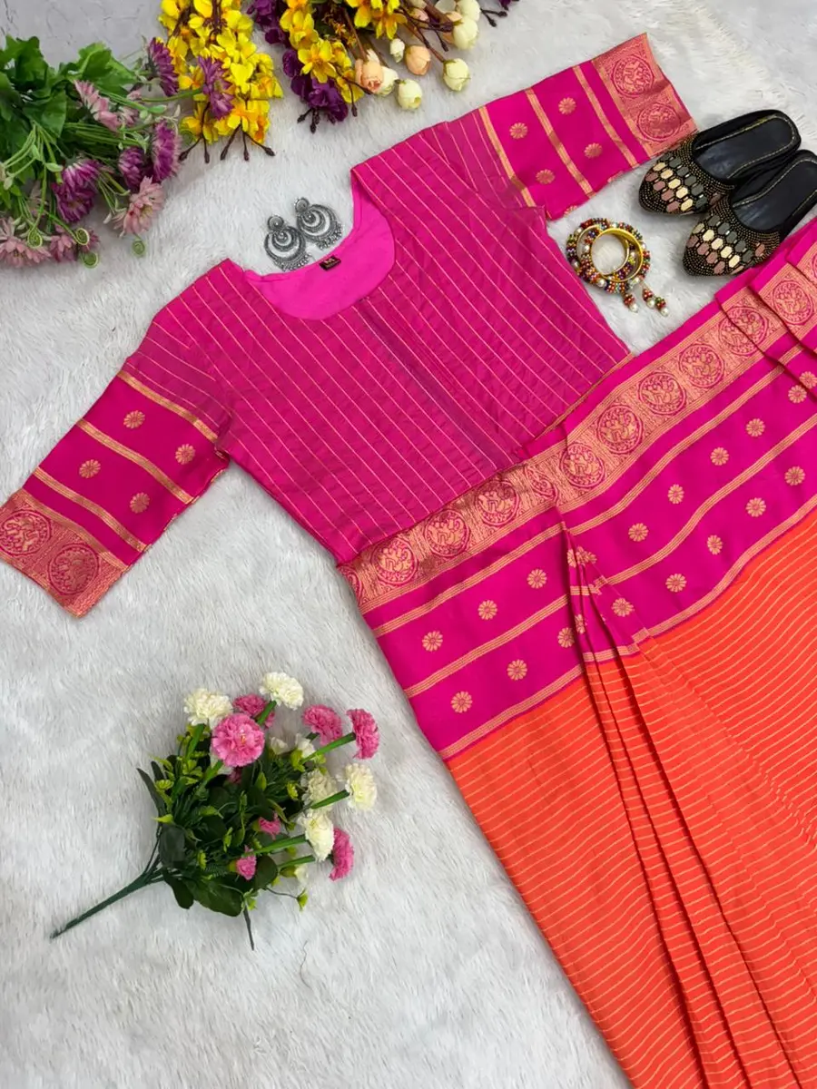 FANCY MYSORE SILK JACQUARD WORK GOWN SAREE FESTIVE WEAR WHOLESALE PRICE ETHNIC GARMENT (5)