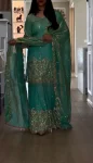 FANCY NC SATIN EMBROIDERY SEQUENCE WORK TOP SHARARA WITH DUPATTA FESTIVE WEAR WHOLESALE PRICE ETHNIC GARMENT (5)