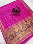 FANCY PAITHANI SILK ZARI WEAVING WORK SAREE WITH UNSTITCHED BLOUSE FESTIVE WEAR WHOLESALE PRICE ETHNIC GARMENT (5)