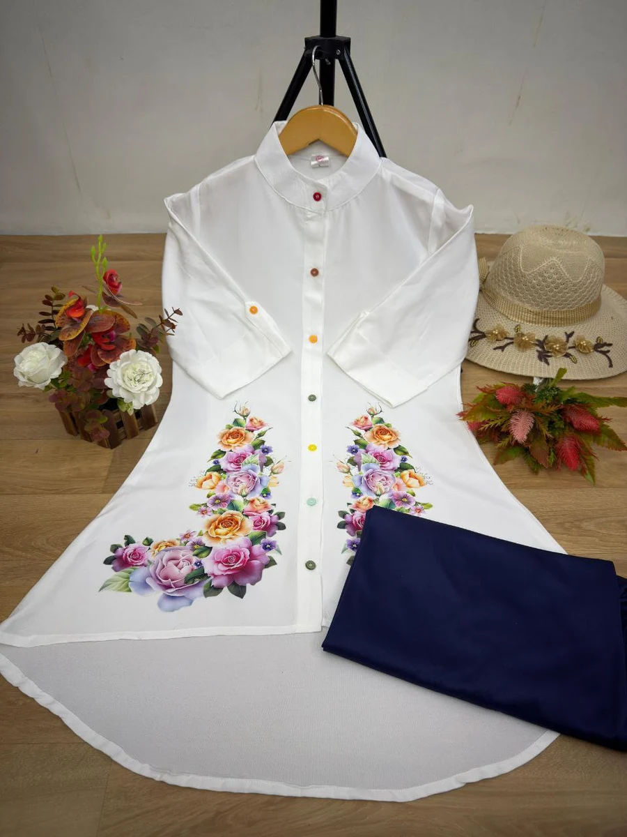 FANCY POLY RAYO PRINT WORK TUNIC TOP WITH PALAZZO OFFICE WEAR WHOLESALE PRICE ETHNIC GARMENT (10)