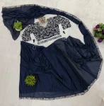 FANCY RANGOLI EMBROIDERY LACE BORDER WORK READY TO WEAR SAREE STITCHED BLOUSE AND WASIT BELT WEDDING WEAR WHOLESALE PRICE ETHNIC GARMENT (7)