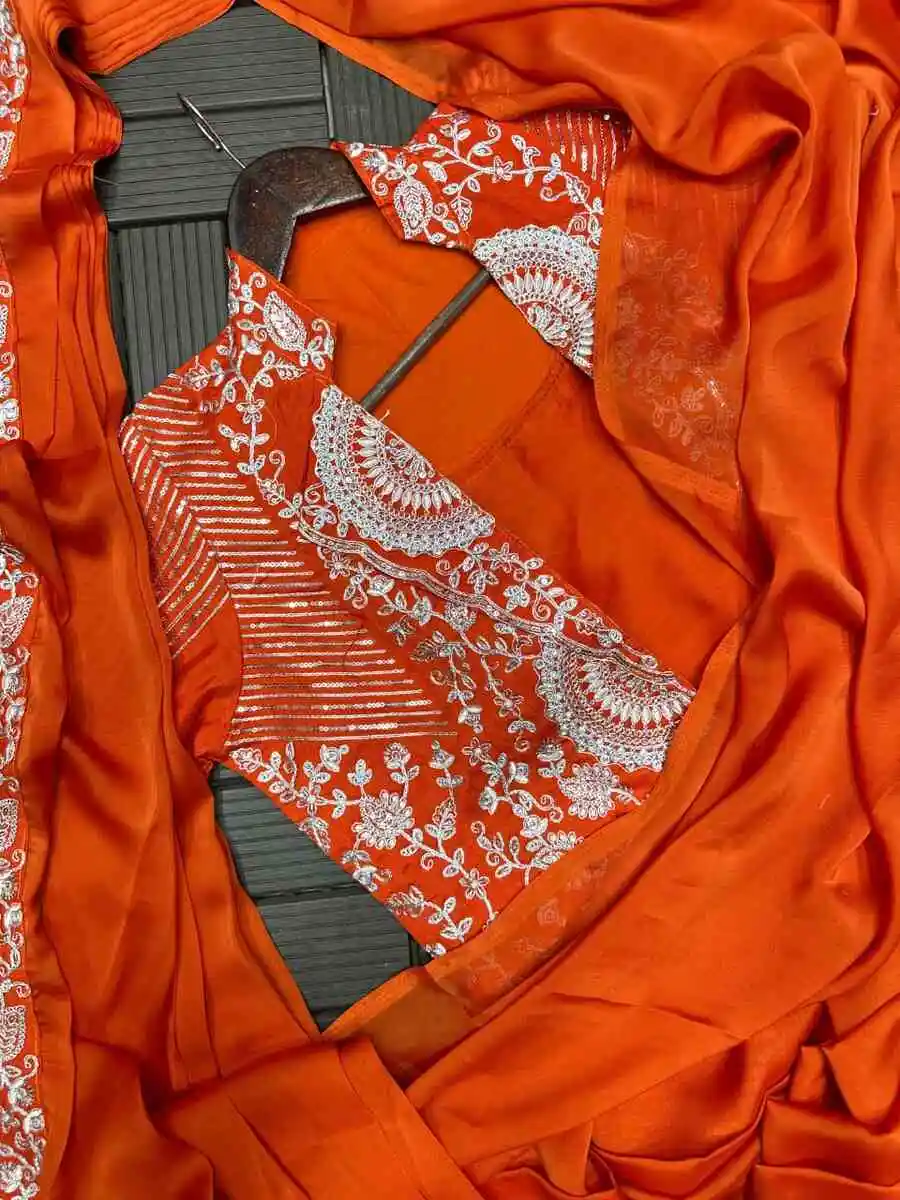 FANCY RANGOLI SILK EMBROIDERY SEQUENCE CODING WORK READY TO WEAR SAREE BLOUSE WITH KOTI PARTY WEAR WHOLESALE PRICE ETHNIC GARMENT (5)