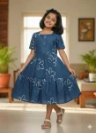 FANCY RAYON ALL-OVER PRINT KID’S DRESS FESTIVE WEAR WHOLESALE PRICE ETHNIC GARMENT (4)