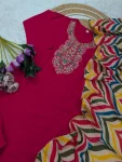 FANCY RAYON SEQUENCE EMBROIDERY WORK TOP BOTTOM WITH DUPATTA FESTIVE WEAR WHOLESALE PRICE ETHNIC GARMENT (4)