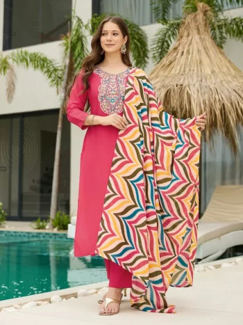 FANCY RAYON SEQUENCE EMBROIDERY WORK TOP BOTTOM WITH DUPATTA RANI