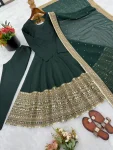 FANCY ROMAN SILK CODING SEQUENCE WORK GOWN BOTTOM WITH DUPATTA WEDDING WEAR WHOLESALE PRICE ETHNIC GARMENT (2)