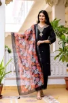 FANCY SHIMMER SILK BEADS EMBROIDERY WORK TOP BOTTOM WITH DUPATTA BLACK