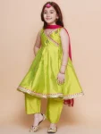 FANCY SIL WOVEN EMBROIDERY WORK KID’S TOP BOTTOM WITH DUPATTA FESTIVE WEAR WHOLESALE PRICE ETHNIC GARMENT (6)
