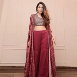 FANCY SILK PAPER MIRROR WORK BLOUSE SHARARA AND SHRUG PARTY WEAR WHOLESALE PRICE ETHNIC GARMENT (2)