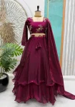 FANCY SPACE SILK SEQUENCE EMBROIDERY WORK LEHENGA BLOUSE WITH EXTRA FRILLS AND DUPATTA PARTY WEAR WHOLESALE PRICE ETHNIC GARMENT (6)