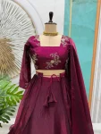FANCY SPACE SILK SEQUENCE EMBROIDERY WORK LEHENGA BLOUSE WITH EXTRA FRILLS AND DUPATTA PARTY WEAR WHOLESALE PRICE ETHNIC GARMENT (6)