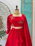 FANCY SPACE SILK SEQUENCE EMBROIDERY WORK LEHENGA BLOUSE WITH EXTRA FRILLS AND DUPATTA PARTY WEAR WHOLESALE PRICE ETHNIC GARMENT (2)