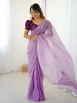 FANCY SPARKLE SILK PLAIN READY TO WEAR SAREE WITH STITCHED BLOUSE FESTIVE WEAR WHOLESALE PRICE ETHNIC GARMENT (1)