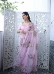 FANCY TABBY SILK FLORAL PRINT WITH BEADS, SEQUENCE AND CUT DANA HANDWORK SAREE WITH UNSTITCHED BLOUSE PARTY WEAR WHOLESALE PRICE ETHNIC GARMENT (4)
