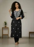 FANCY TESLA SLUB THREAD EMBROIDERY WORK TOP PENT SET OFFICE WEAR WHOLESALE PRICE ETHNIC GARMENT (1)