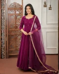 FANCY VELVET EMBROIDERY SEQUENCE WORK GOWN WITH DUPATTA FESTIVE WEAR WHOLESALE PRICE ETHNIC GARMENT (5)