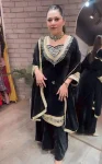 FANCY VELVET REAL MIRROR WORK WITH EMBROIDERY WORK TOP BLOUSE PALAZZO WITH DUPATTA BLACK