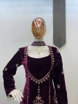 FANCY VELVET SEQUENCE EMBROIDERY WORK TOP PALAZZO WITH DUPATTA WEDDING WEAR WHOLESALE PRICE ETHNIC GARMENT (5)