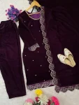 FANCY VELVET ZARKHAN AND EMBROIDERY SEQUENCE WORK TOP BOTTOM WITH DUPATTA FESTIVE WEAR WHOLESALE PRICE ETHNIC GARMENT (6)