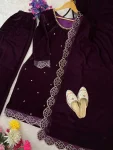 FANCY VELVET ZARKHAN AND EMBROIDERY SEQUENCE WORK TOP BOTTOM WITH DUPATTA FESTIVE WEAR WHOLESALE PRICE ETHNIC GARMENT (6)