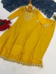 FANCY VICHITRA SILK EMBROIDERY WORK TOP BOTTOM WITH DUPATTA FESTIVE WEAR WHOLESALE PRICE ETHNIC GARMENT (9)