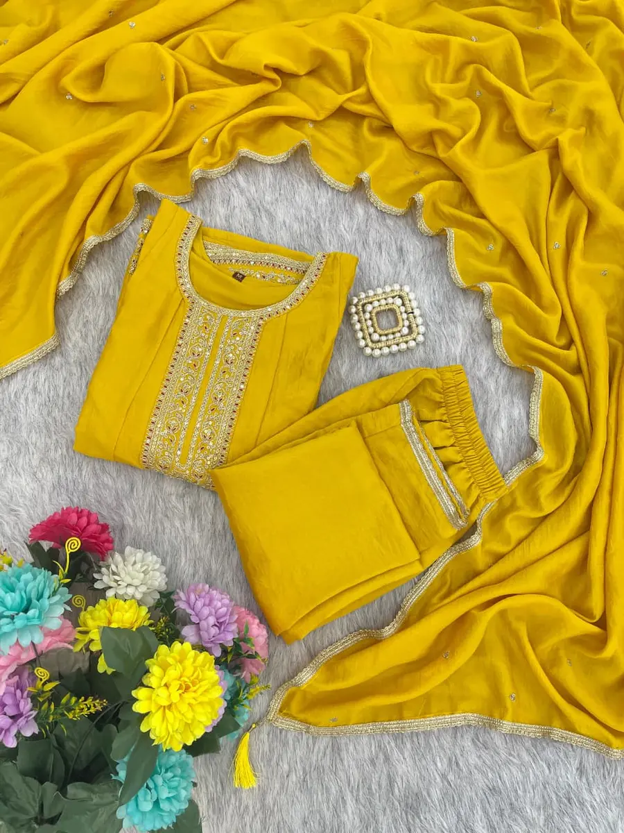 FANCY VICHITRA SILK EMBROIDERY WORK TOP BOTTOM WITH DUPATTA FESTIVE WEAR WHOLESALE PRICE ETHNIC GARMENT (16)