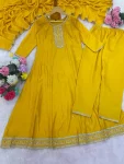 FANCY VICHITRA SILK EMBROIDERY WORK TOP BOTTOM WITH DUPATTA FESTIVE WEAR WHOLESALE PRICE ETHNIC GARMENT (9)