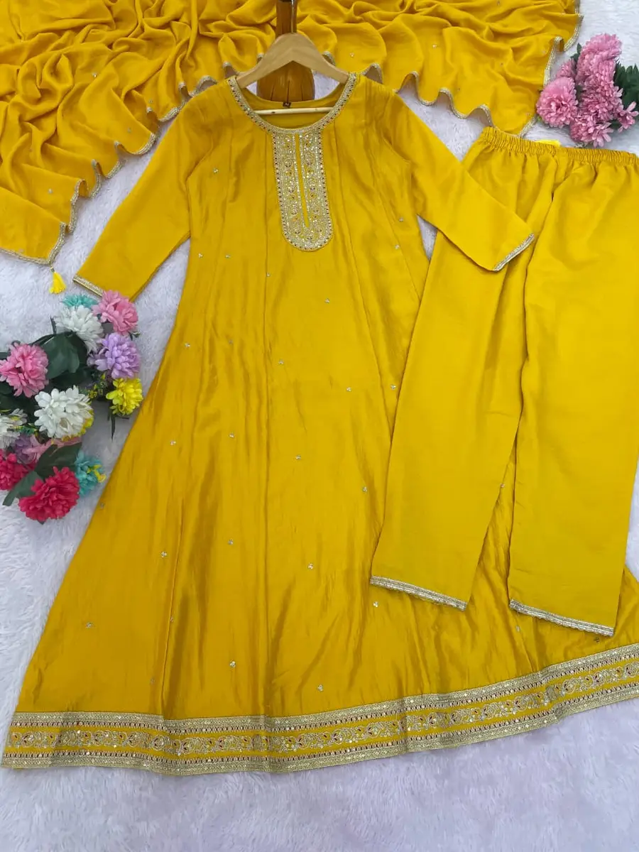 FANCY VICHITRA SILK EMBROIDERY WORK TOP BOTTOM WITH DUPATTA FESTIVE WEAR WHOLESALE PRICE ETHNIC GARMENT (17)