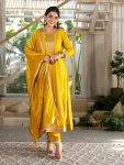 FANCY VICHITRA SILK EMBROIDERY WORK TOP BOTTOM WITH DUPATTA YELLOW