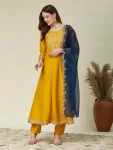 FANCY VICHITRA SILK EMBROIDERY WORK TOP BOTTOM WITH DUPATTA YELLOW