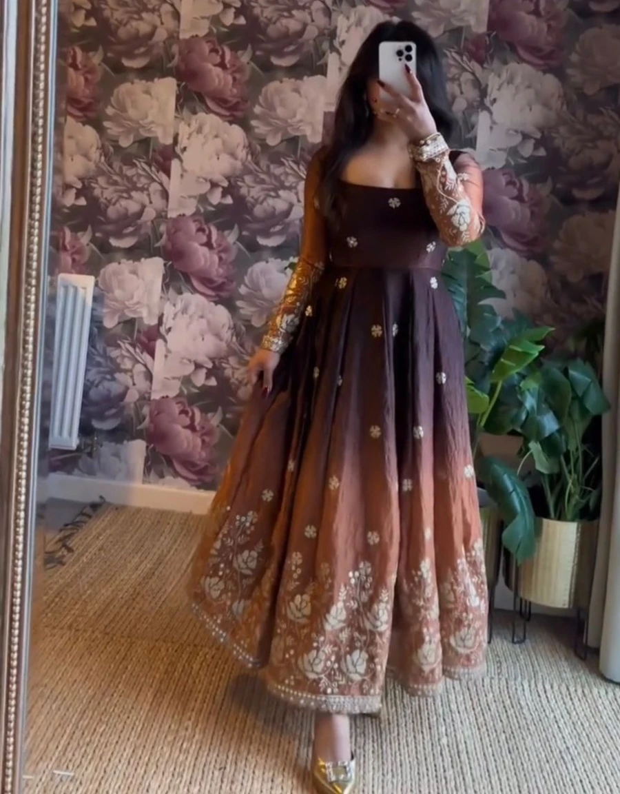 FASHIONABLE CHINON SILK THREAD WITH SEQUNCE WORK GOWN BOTTOM WITH DUPATTA FESTIVE WEAR WHOLESALE PRICE ETHNIC GARMENT (10)