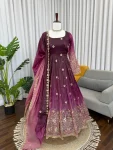 FASHIONABLE CHINON SILK THREAD WITH SEQUNCE WORK GOWN BOTTOM WITH DUPATTA PURPLE