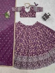 FASHIONABLE JACQUARD THREAD SEQUENCE WORK LEHENGA CHOLI WITH DUPATTA WEDDING WEAR WHOLESALE PRICE ETHNIC GARMENT (2)