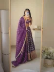 FASHIONABLE JACQUARD THREAD SEQUENCE WORK LEHENGA CHOLI WITH DUPATTA PURPLE
