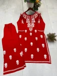 GOURGEOUS RAYON EMBROIDERY WORK KURTI PALAZZO SET OFFICE WEAR WHOLESALE PRICE ETHNIC GARMENT (4)