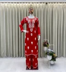 GOURGEOUS RAYON EMBROIDERY WORK KURTI PALAZZO SET OFFICE WEAR WHOLESALE PRICE ETHNIC GARMENT (4)