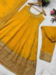 LATEST VICHITRA SILK EMBROIDERY ZARI CODING SEQUENCE WORK GOWN BOTTOM WITH DUPATTA PARTY WEAR WHOLESALE PRICE ETHNIC GARMENT (9)