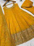 LATEST VICHITRA SILK EMBROIDERY ZARI CODING SEQUENCE WORK GOWN BOTTOM WITH DUPATTA PARTY WEAR WHOLESALE PRICE ETHNIC GARMENT (9)