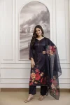 MODERN ASSAM SILK DIGITAL PRINT WORK TOP BOTTOM WITH DUPATTA BLACK