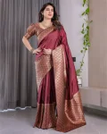 MODERN BANARASI SILK ZARI WOVEN WORK SAREE WITH UNSTITCHED BLOUSE PARTY WEAR WHOLESALE PRICE ETHNIC GARMENT (8)
