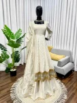MODERN CHINON SILK MUKESH WORK WITH LAGADI PATTA WORK GOWN PALAZZO WITH DUPATTA WEDDING WEAR WHOLESALE PRICE ETHNIC GARMENT (4)