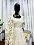 MODERN CHINON SILK MUKESH WORK WITH LAGADI PATTA WORK GOWN PALAZZO WITH DUPATTA WEDDING WEAR WHOLESALE PRICE ETHNIC GARMENT (4)