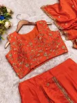 MODERN CHINON SILK MULTI THREAD EMBROIDERY SEQUENCE WORK LEHENGA SAREE WITH STITCHED BLOUSE PARTY WEAR WHOLESALE PRICE ETHNIC GARMENT (5)