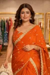 MODERN CHINON SILK MULTI THREAD EMBROIDERY SEQUENCE WORK LEHENGA SAREE WITH STITCHED BLOUSE PARTY WEAR WHOLESALE PRICE ETHNIC GARMENT (5)