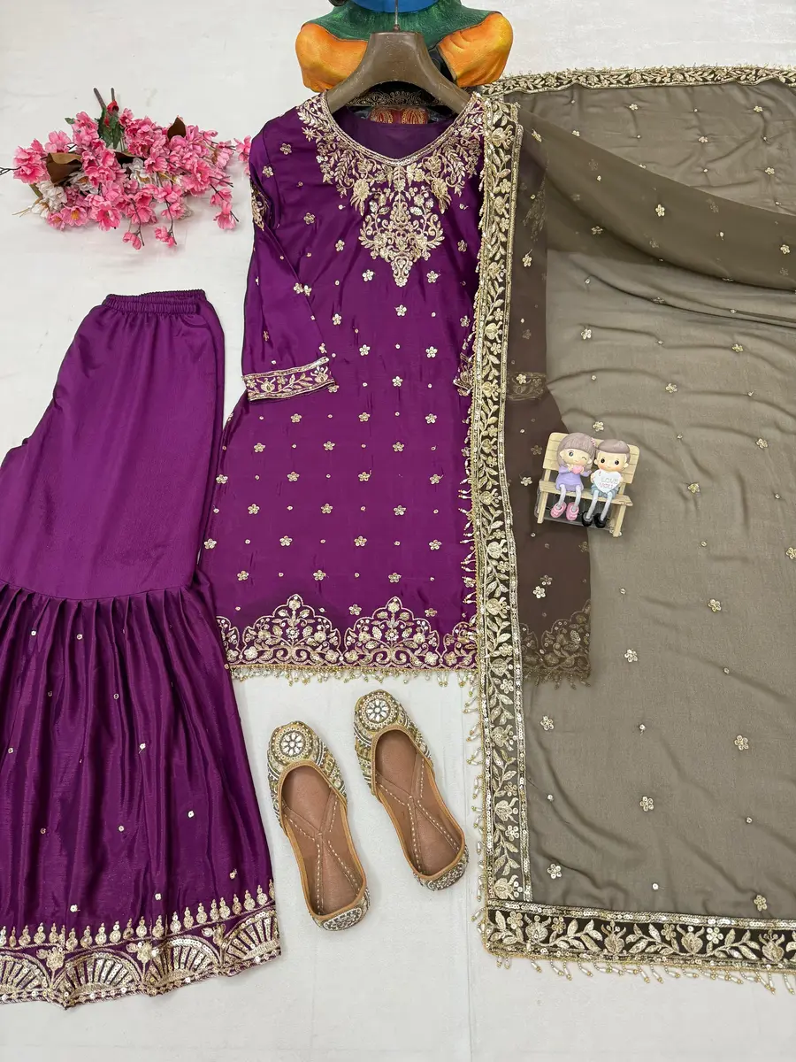 MODERN CHINON SILK SEQUENCE & ZARI EMBROIDERY WITH HANDWORK LACE BORDER WORK TOP SHARARA WITH DUPATTA FESTIVE WEAR WHOLESALE PRICE ETHNIC GARMENT (14).webp
