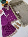 MODERN CHINON SILK SEQUENCE & ZARI EMBROIDERY WITH HANDWORK LACE BORDER WORK TOP SHARARA WITH DUPATTA FESTIVE WEAR WHOLESALE PRICE ETHNIC GARMENT (10)