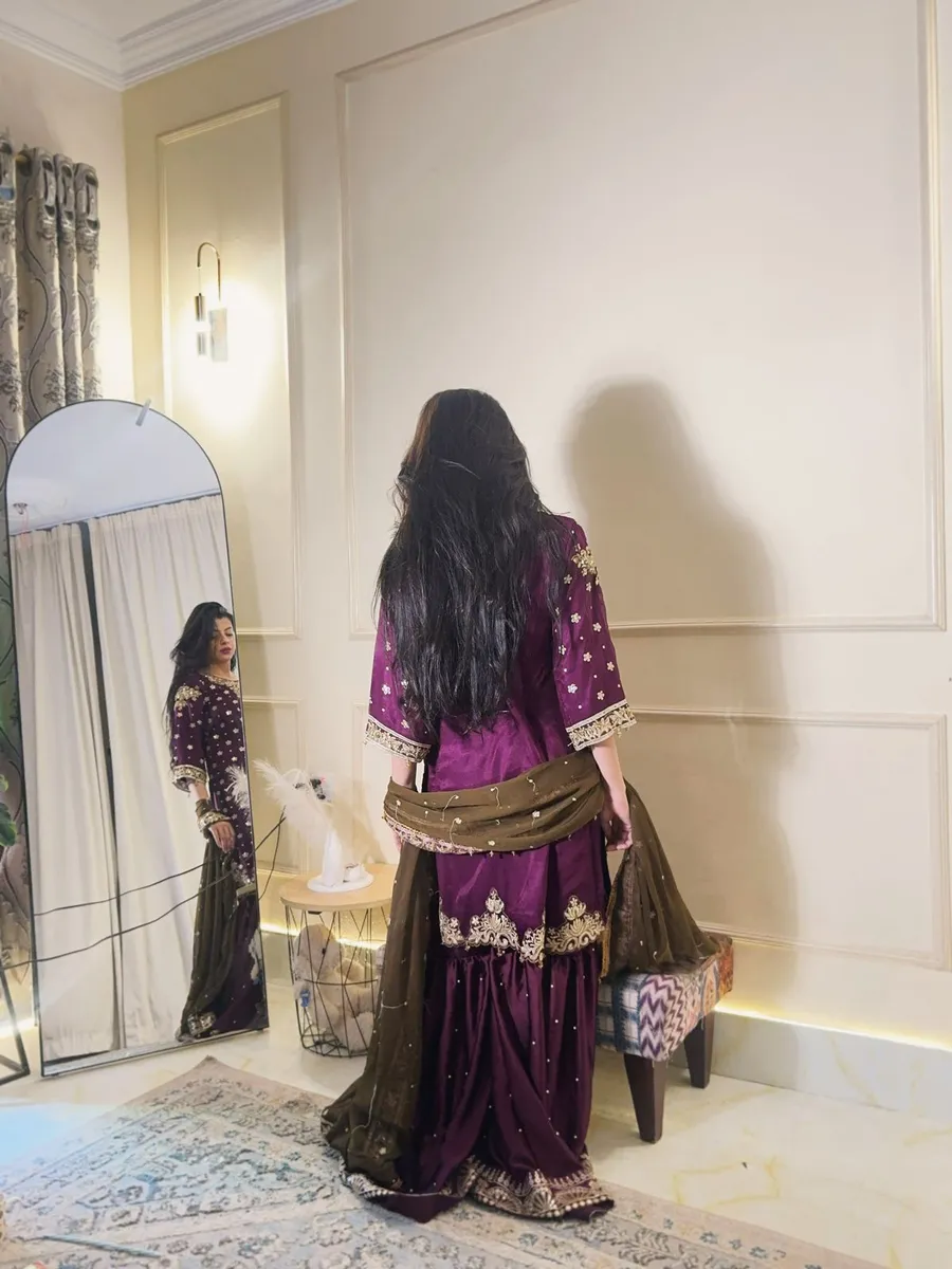 MODERN CHINON SILK SEQUENCE & ZARI EMBROIDERY WITH HANDWORK LACE BORDER WORK TOP SHARARA WITH DUPATTA FESTIVE WEAR WHOLESALE PRICE ETHNIC GARMENT (8)
