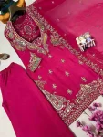 MODERN CHINON SILK THREAD & SEQUENCE EMBROIDERY WORK TOP, BLOUSE ,BOTTOM AND WITH DUPATTA PARTY WEAR WHOLESALE PRICE ETHNIC GARMENT (1)